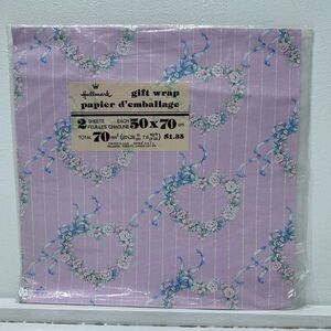 Vintage Sealed Hallmark Pink Gift Wrap 2 Sheets‎ 50x70cm each Printed in U.S.A
